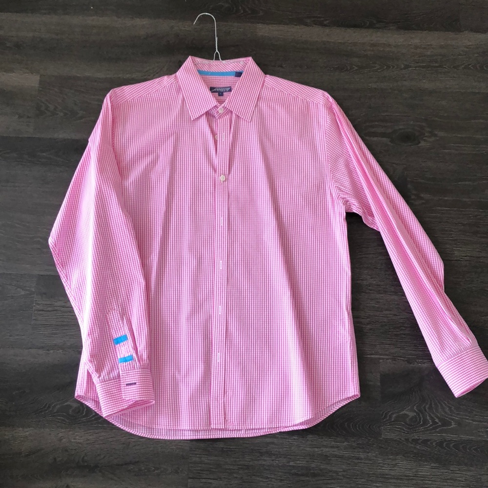 Jeremy Argyle men’s pink checkered button down